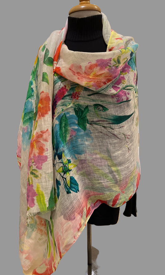 100% Linen Print Scarf - Suttles & Seawinds