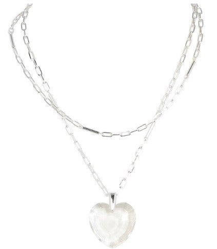 MERX - GLASS HEART CHAIN NECKLACE