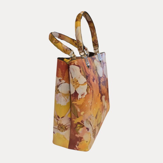 VINTAGE DECOR - SUNSHINE FLORAL LEATHER PRINTED HANDBAG