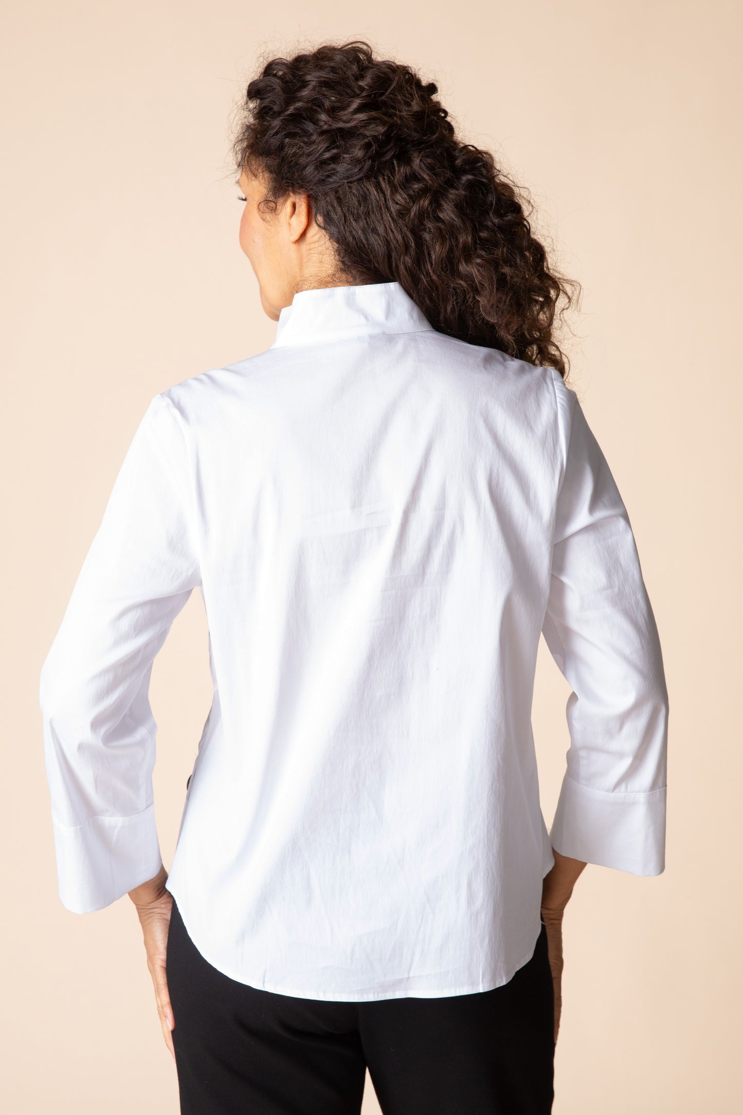 Half Placket Pullover Shirt White