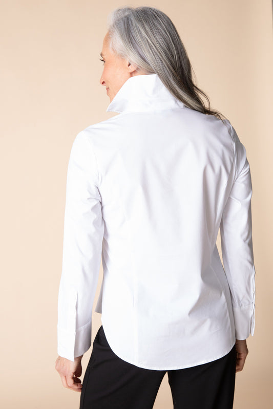 HABITAT Hidden Placket Knit Mix Shirt in White