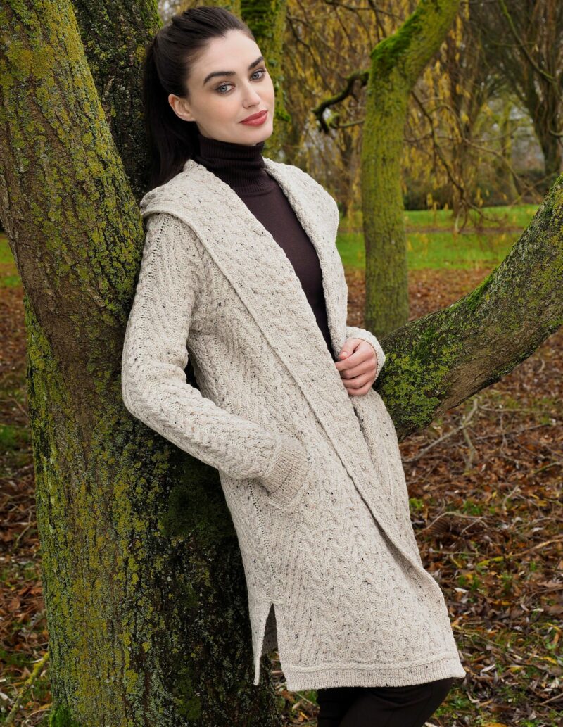 Mayo Herringbone Hooded Shawl Cardi