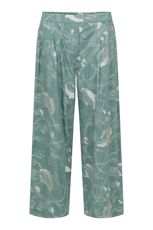 LINEN BLEND EMBROIDERED PANT