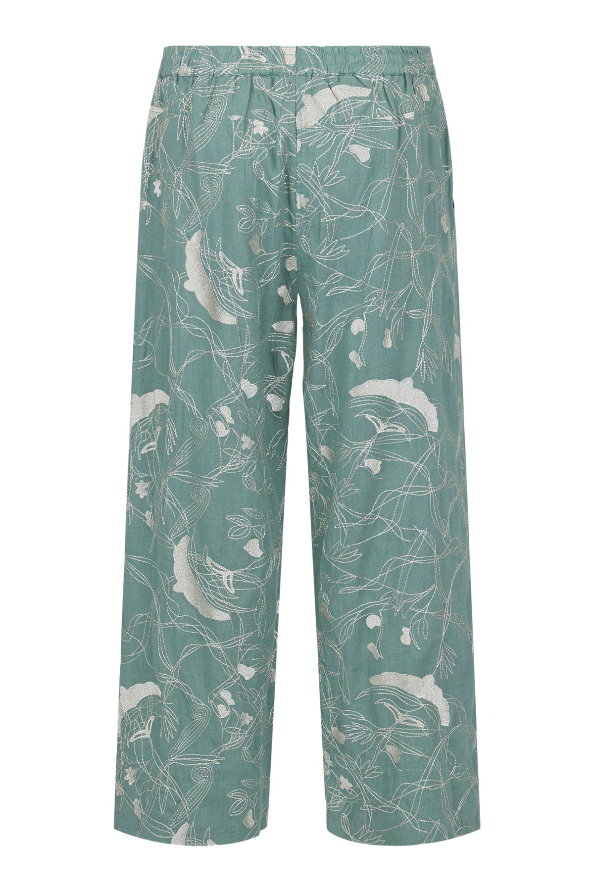 Linen Blend Embroidered Pant