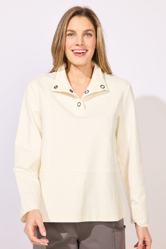 Quarter Snap cotton-spandex top detail