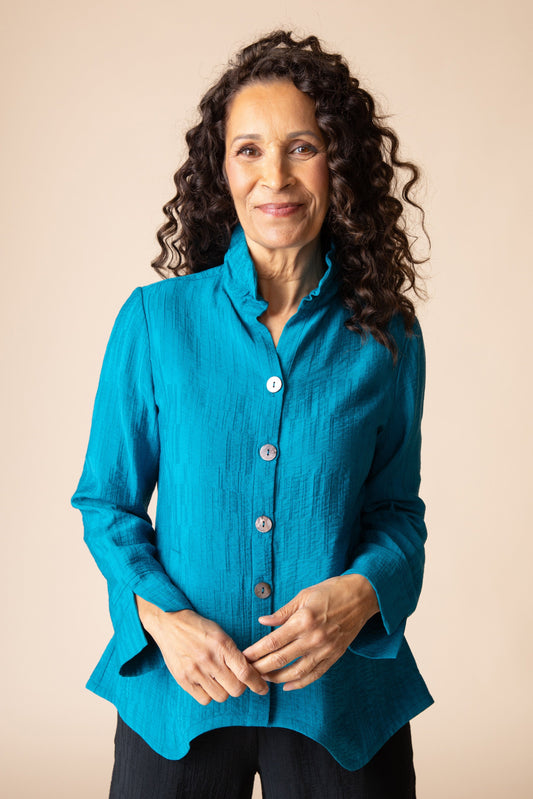 HABITAT Ruched Collar Shirt in Teal