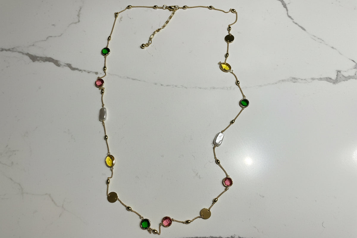 Sofistica Chain With Coloured glass stones & Glass Pearls