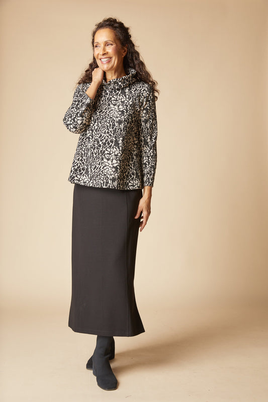 Cowl Pullover in Dove Print