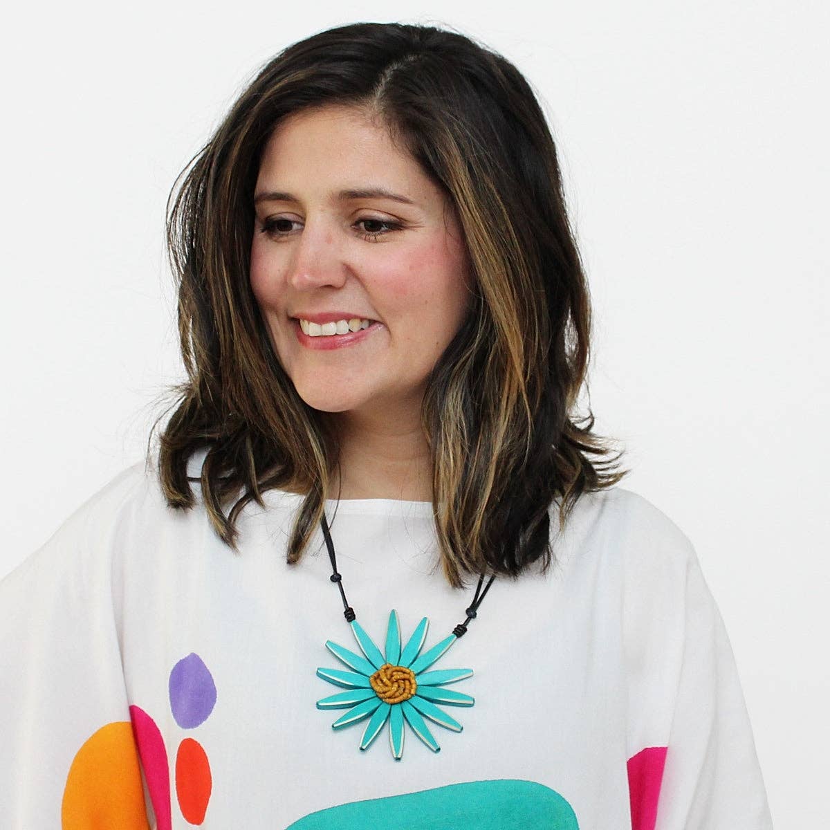 Sylca Designs - Teal Amaya Flower Necklace