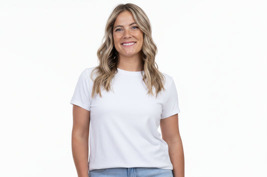 white cropped tshirt with cap sleeve