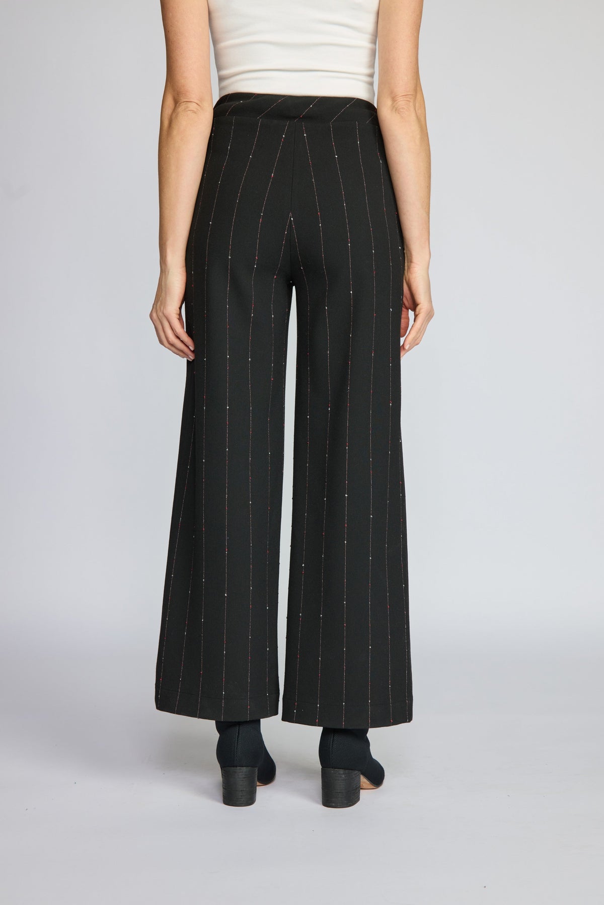 Straight Leg Pant in Black Mini Pink Stripe