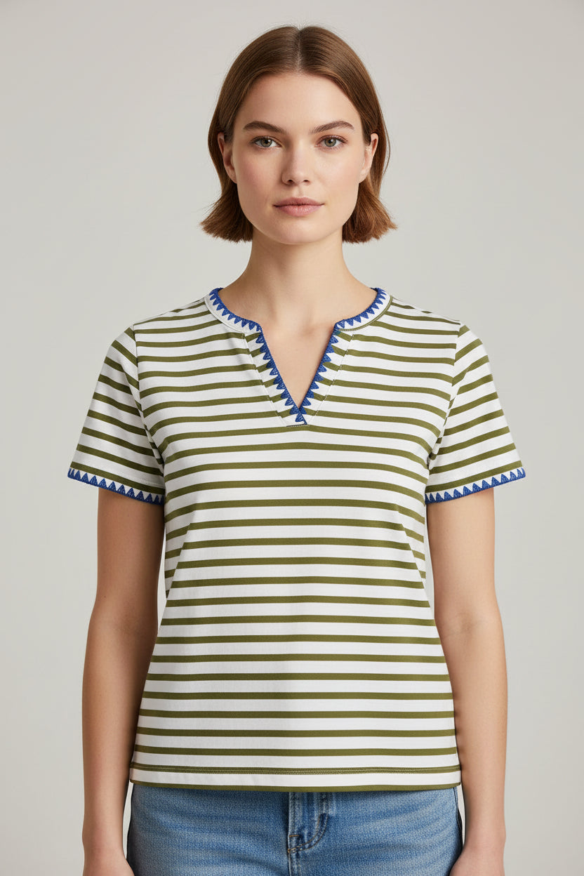 Stripe V-Neck Tee