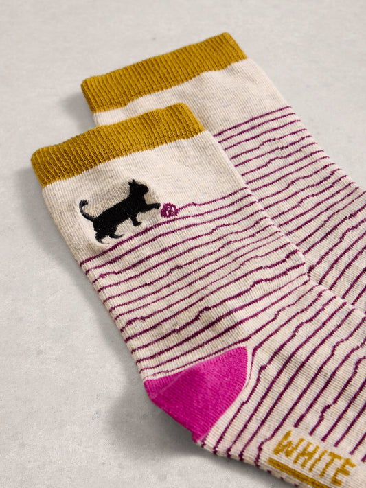 WHITE STUFF - EMBROIDERED ANKLE SOCK