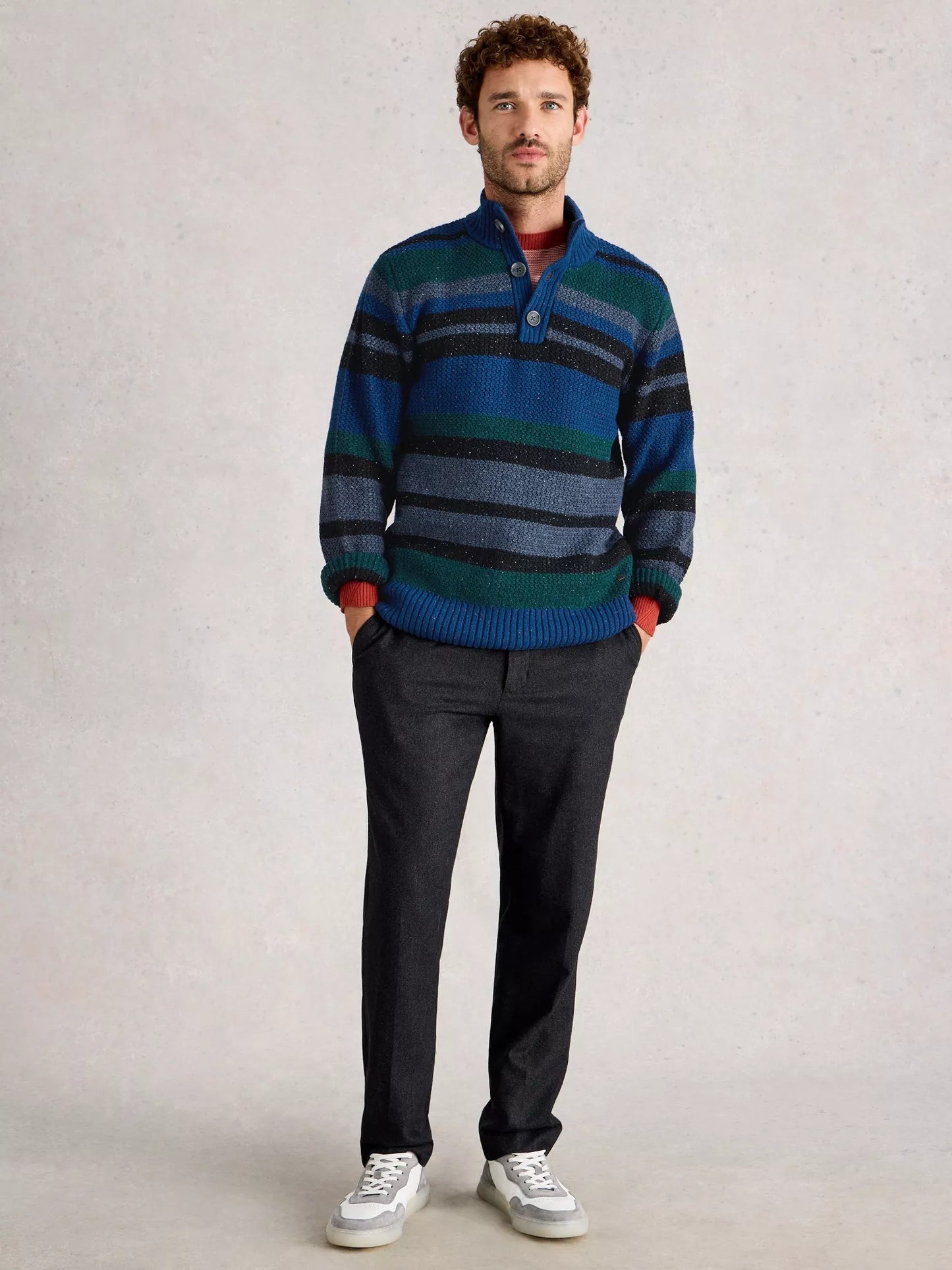 WHITE STUFF - BERKLEY BUTTON NECK STRIPE