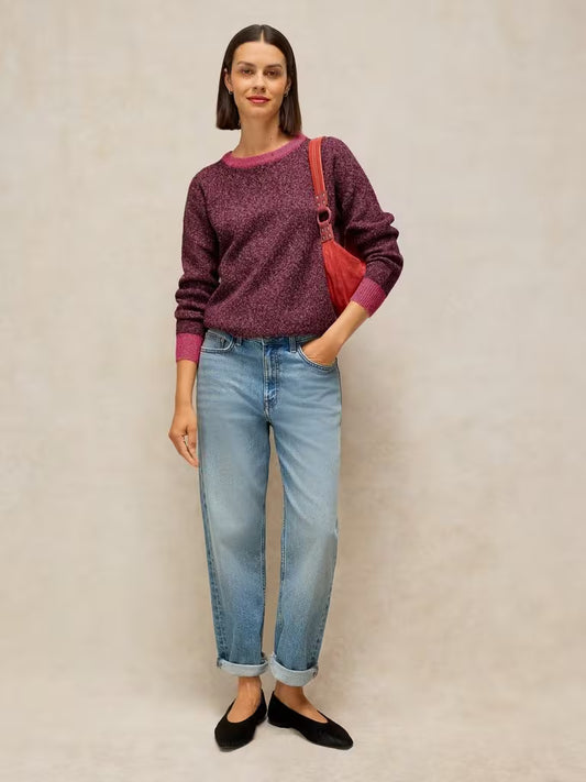 White Stuff Talia Nep Sweater Plum Multi - Model Front