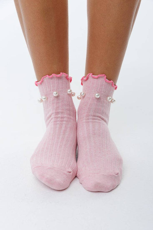 Frill Pearl Embellished socks - Suttles & Seawinds