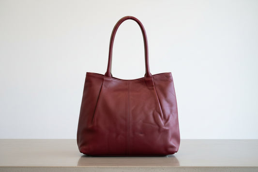 mahogany red leather bag side 2