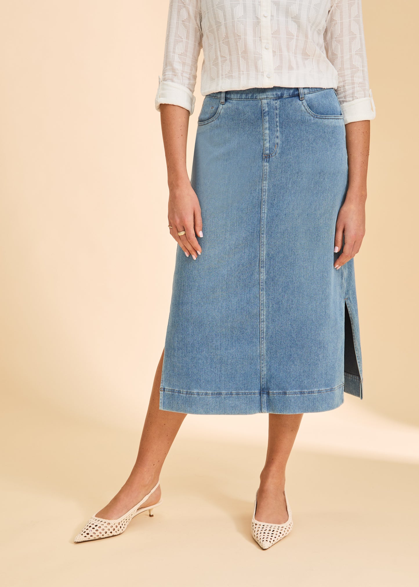 Pull on Skirt With Slits - Suttles & Seawinds