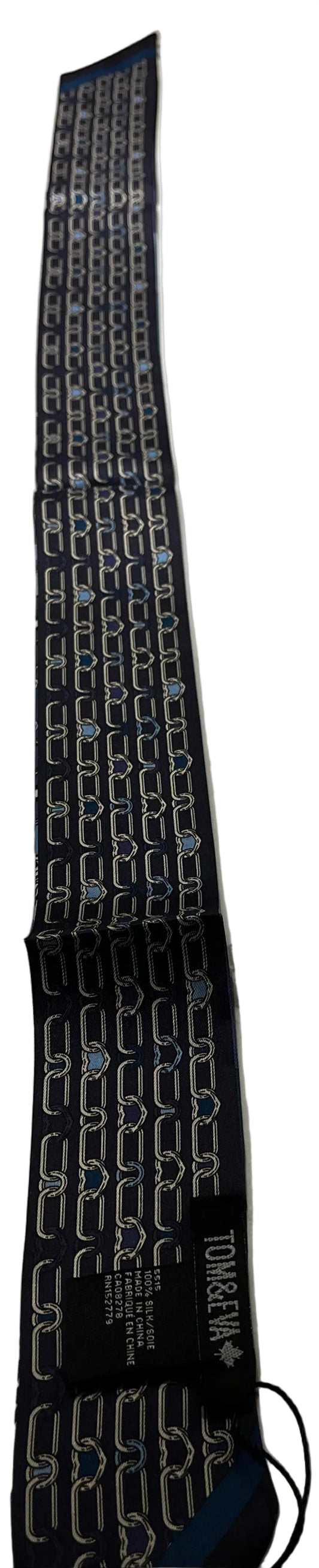 SKINNY SILK TIE SCARF DENIM TILES