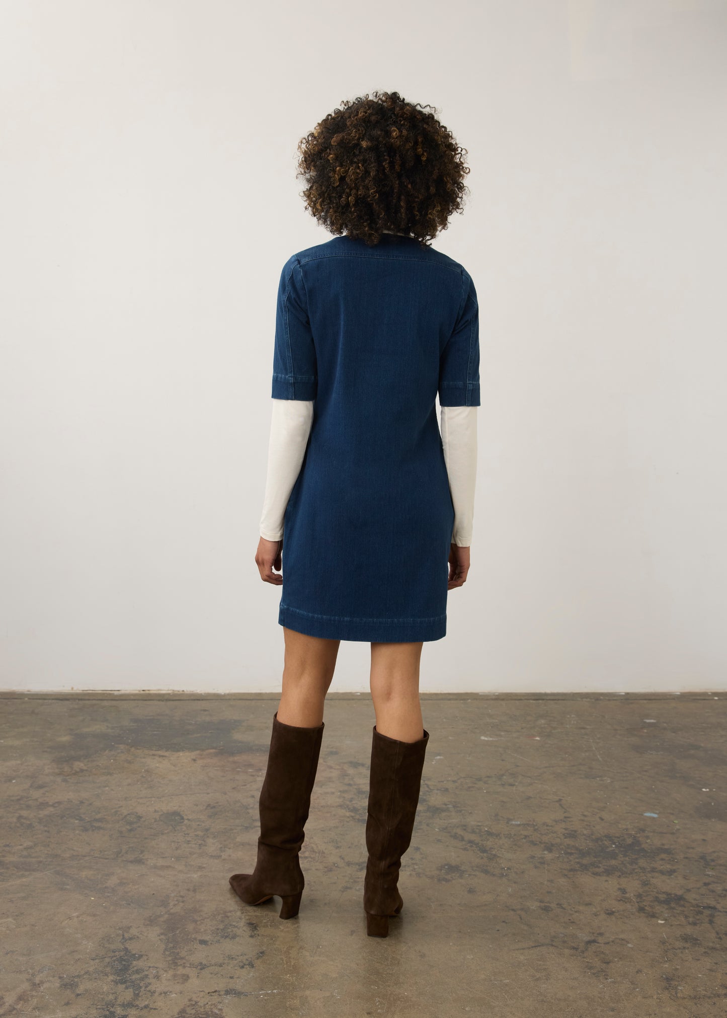 Elbow Sleeve Shift Dress
