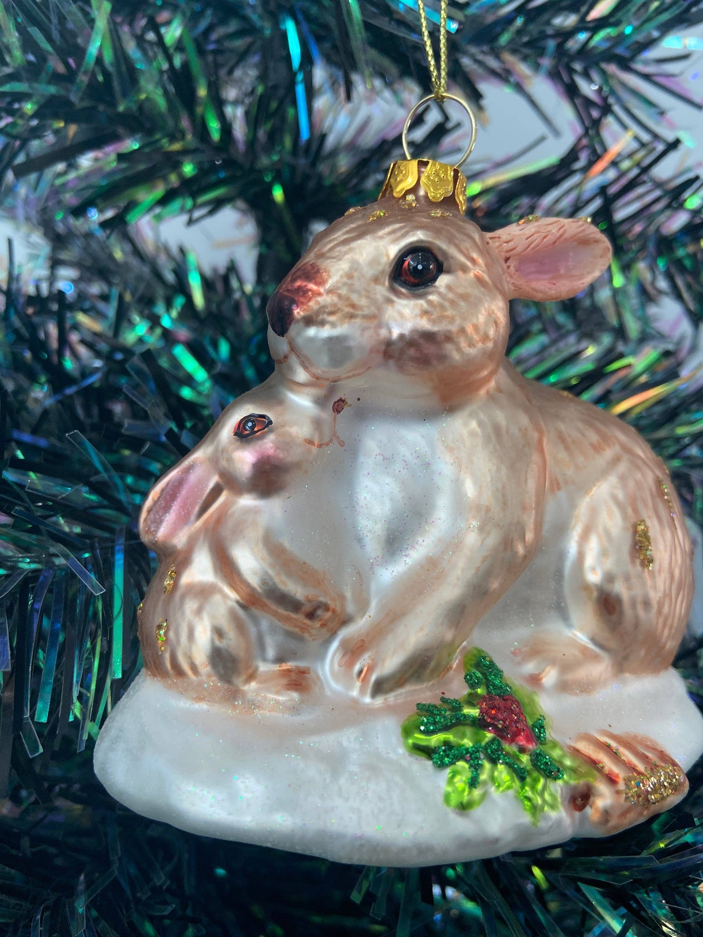 Marissa's Gifts - Glass bunny rabbit Christmas bauble