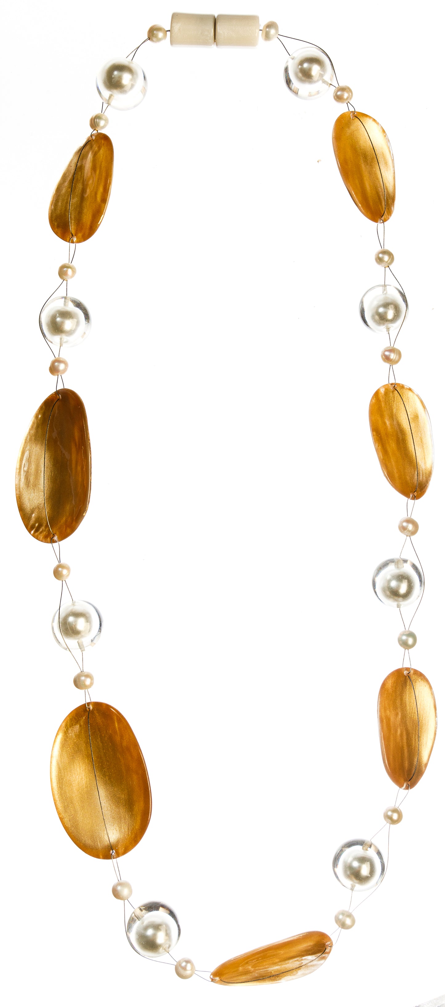 ZSISKA - AMOR 15 BEAD PEARL FLOATING FOIL BEAD NECKLACE