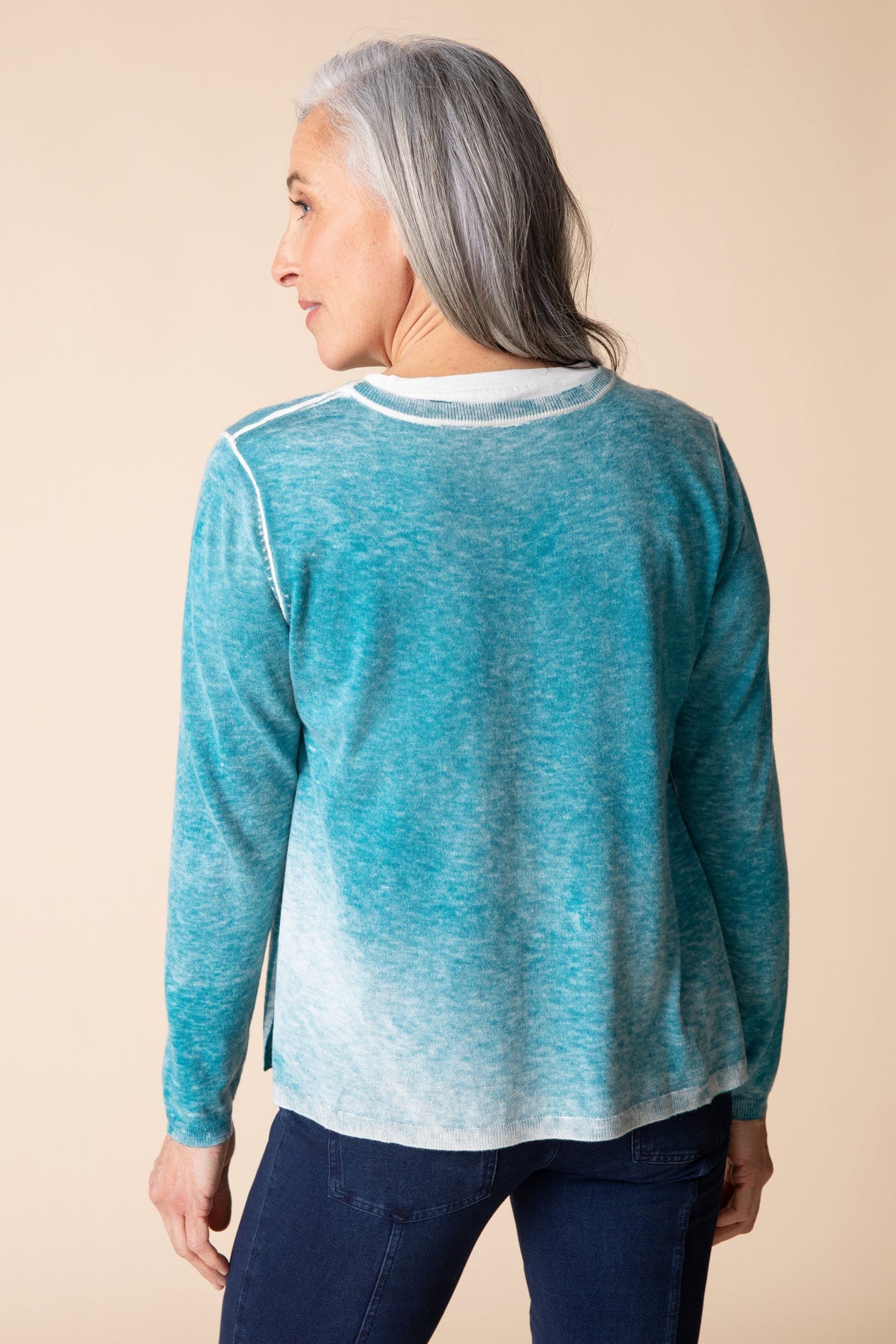 Layered Sweater (Tee Under) in Teal
