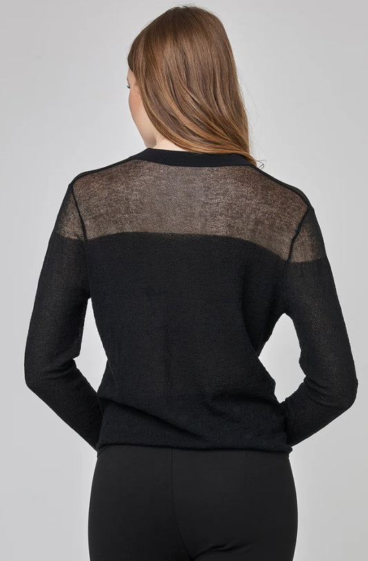 UCHUU- CROPPED CARDIGAN WITH SHEER SHOULDER DETAILS
