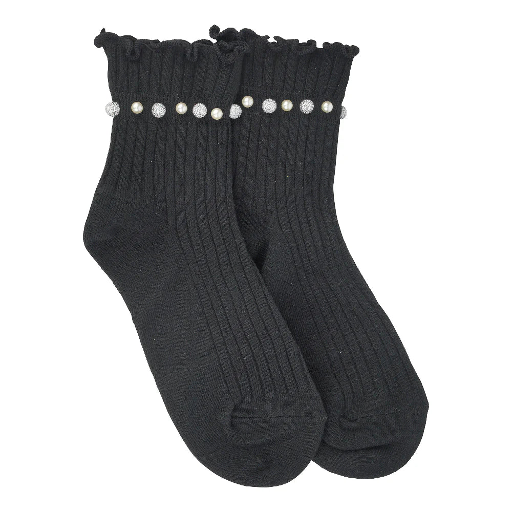 LIM LIM -SHORT FRILL CRYSTAL TOP SOCKS