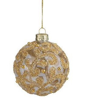 Clear Glass Ornament with Gold Accents