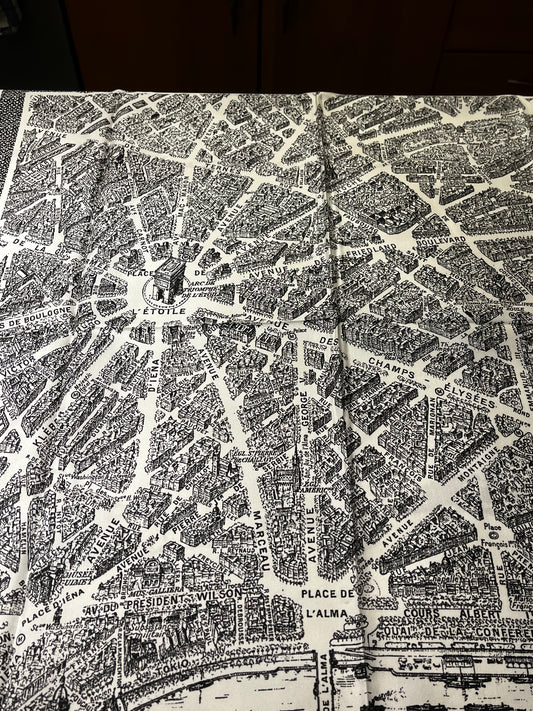 EXTRA LARGE SILK SQUARE MONOTONE PARIS MAP