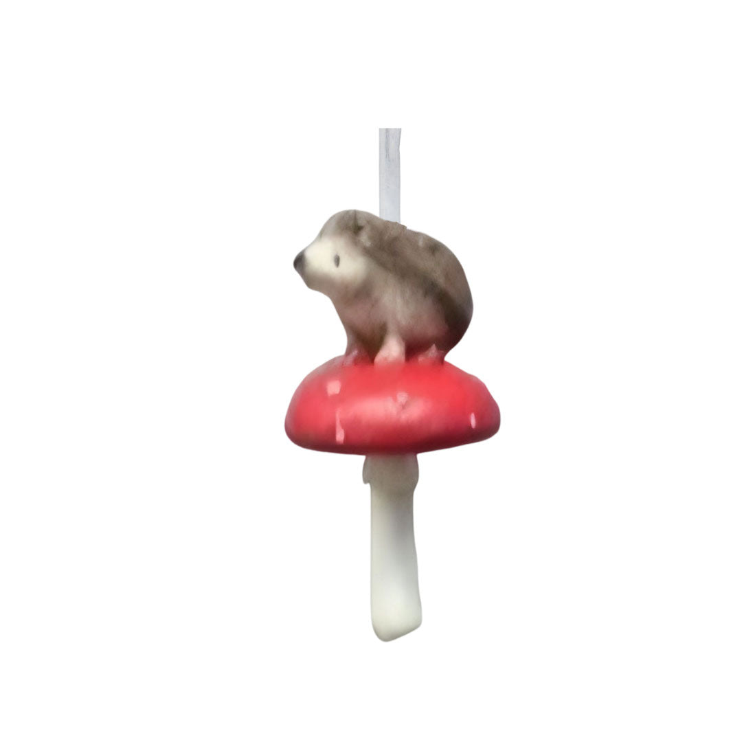 Painted Resin Hedgehog on Mushroom
