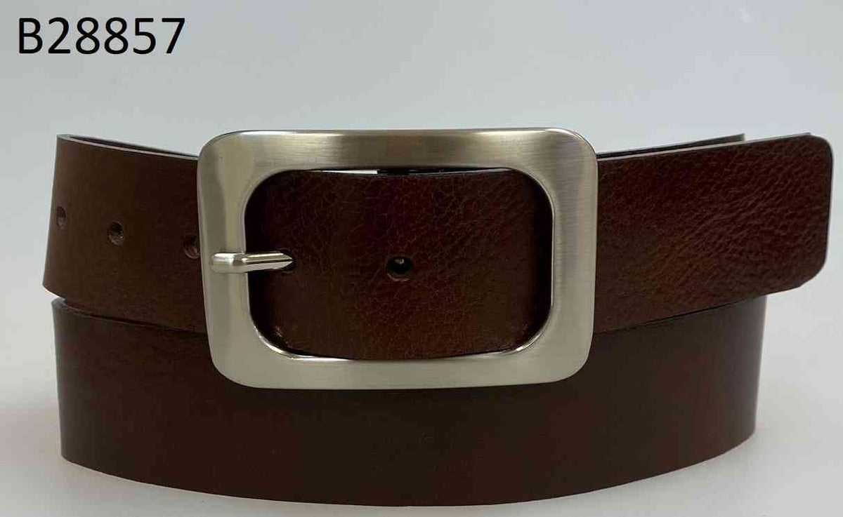 Italian Leather Belt w/Brushed Nickel Buckle