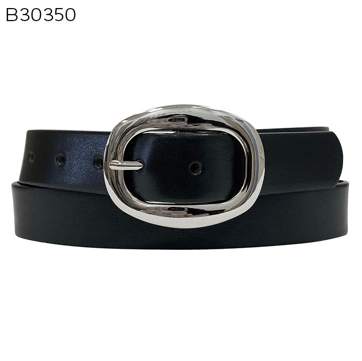 Italian Leather Belt w/Nickel Center Bar Buckle