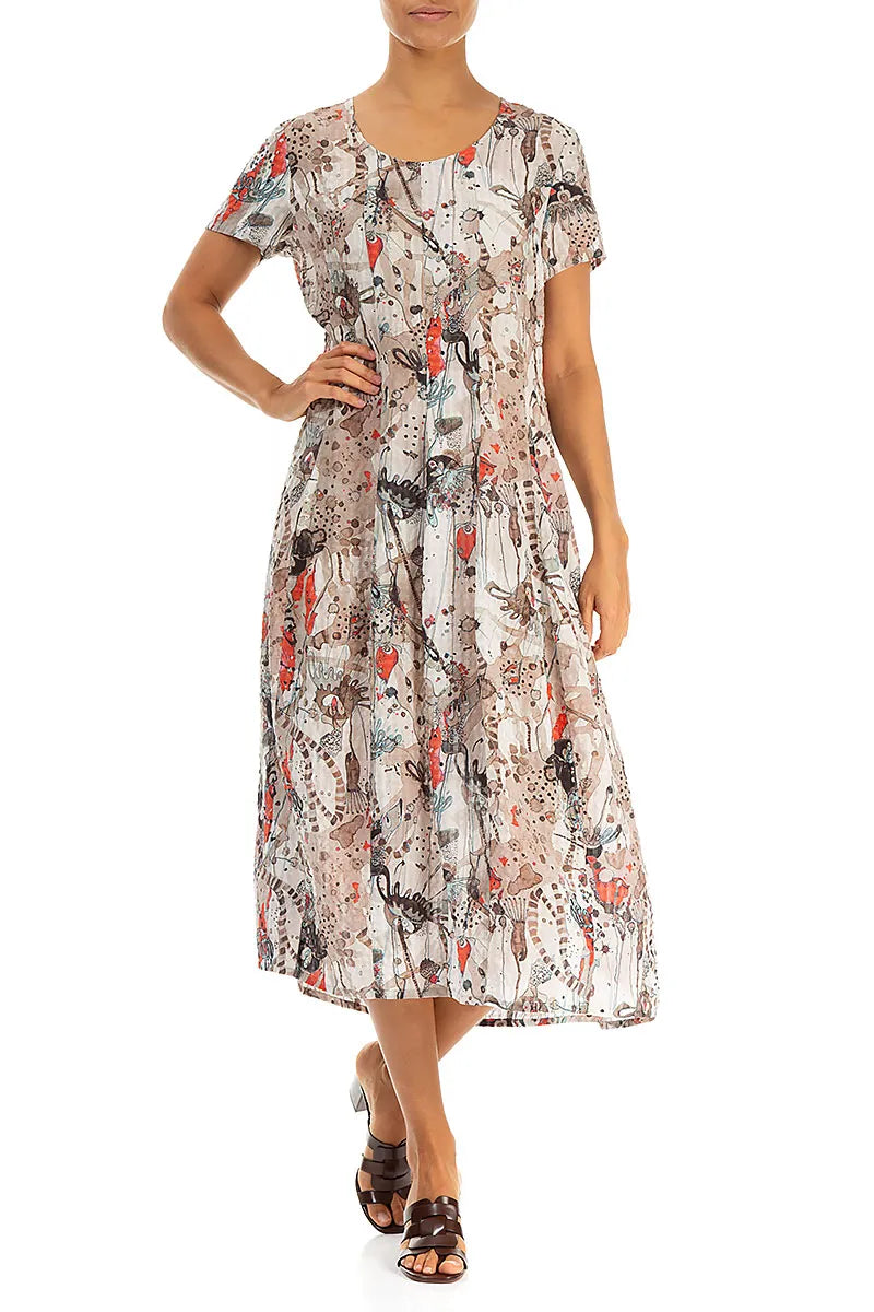 Print Cap Sleeve Dress