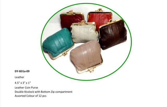 GOLDCO STUDIO - LARGE LEATHER COIN PURSE CLASP CLOSURE