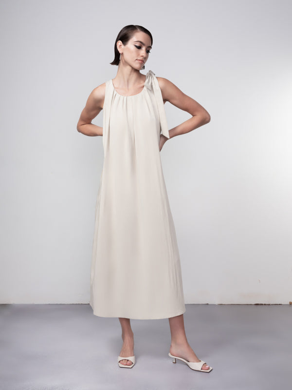 TIE SHOULDER LOOSE FIT DRESS