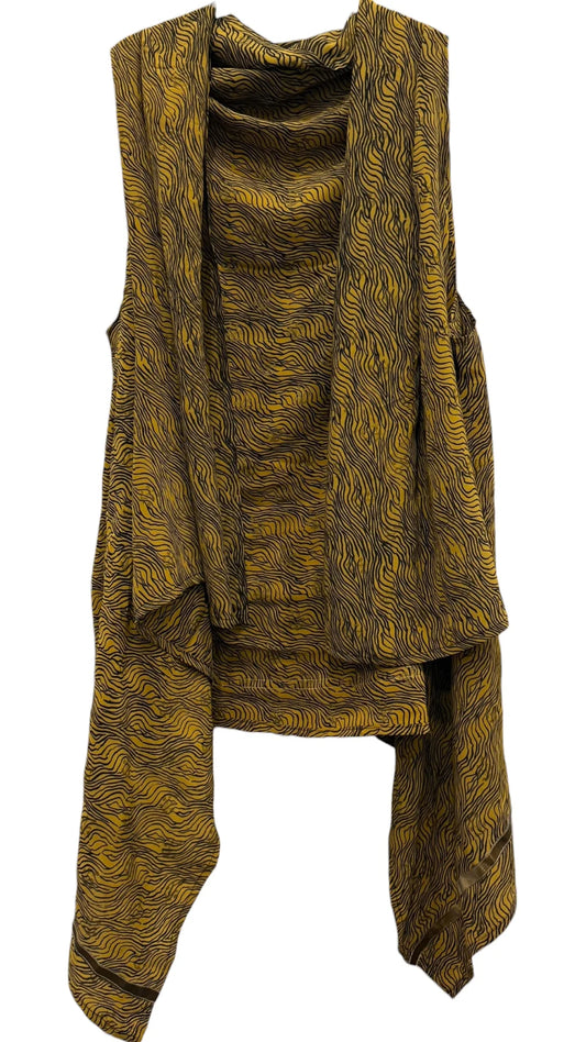 Black waves silk versatile vest