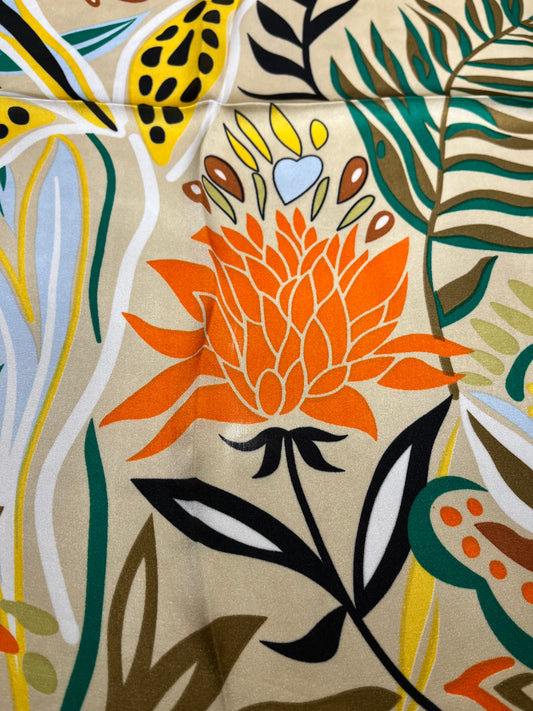 BOLD BOTANICAL SCARF WITH BORDER CO-ORDINATING PRINT -640130003