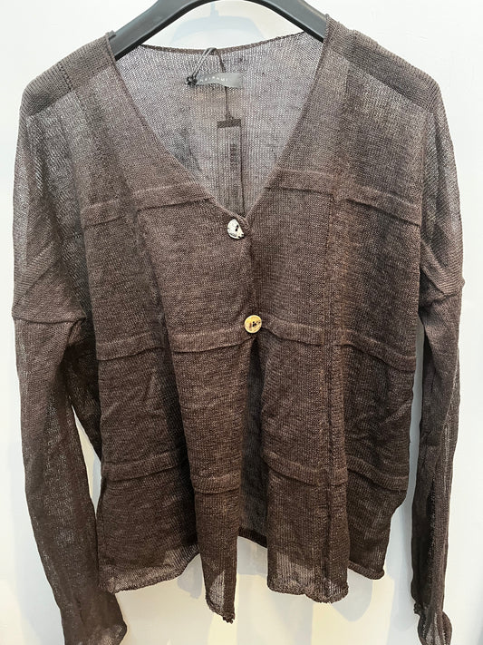LINEN KNIT OPEN CARDIGAN