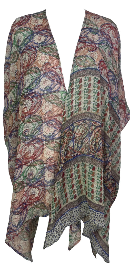 Spiral Graph Flower Silk Cardigan