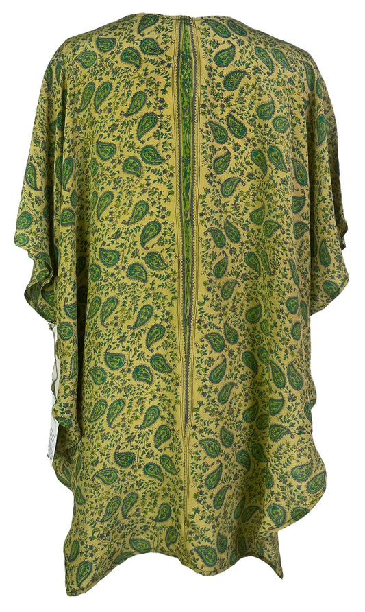 Green Ivy Pure Silk Waterfall Top