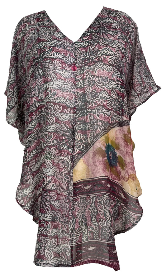 Florals and Paisleys Silk Waterfall Top