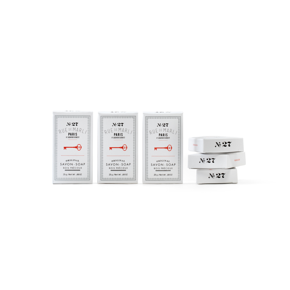 Rue de Marli N°27 Bois Précieux gift box of six 25 g guest soaps