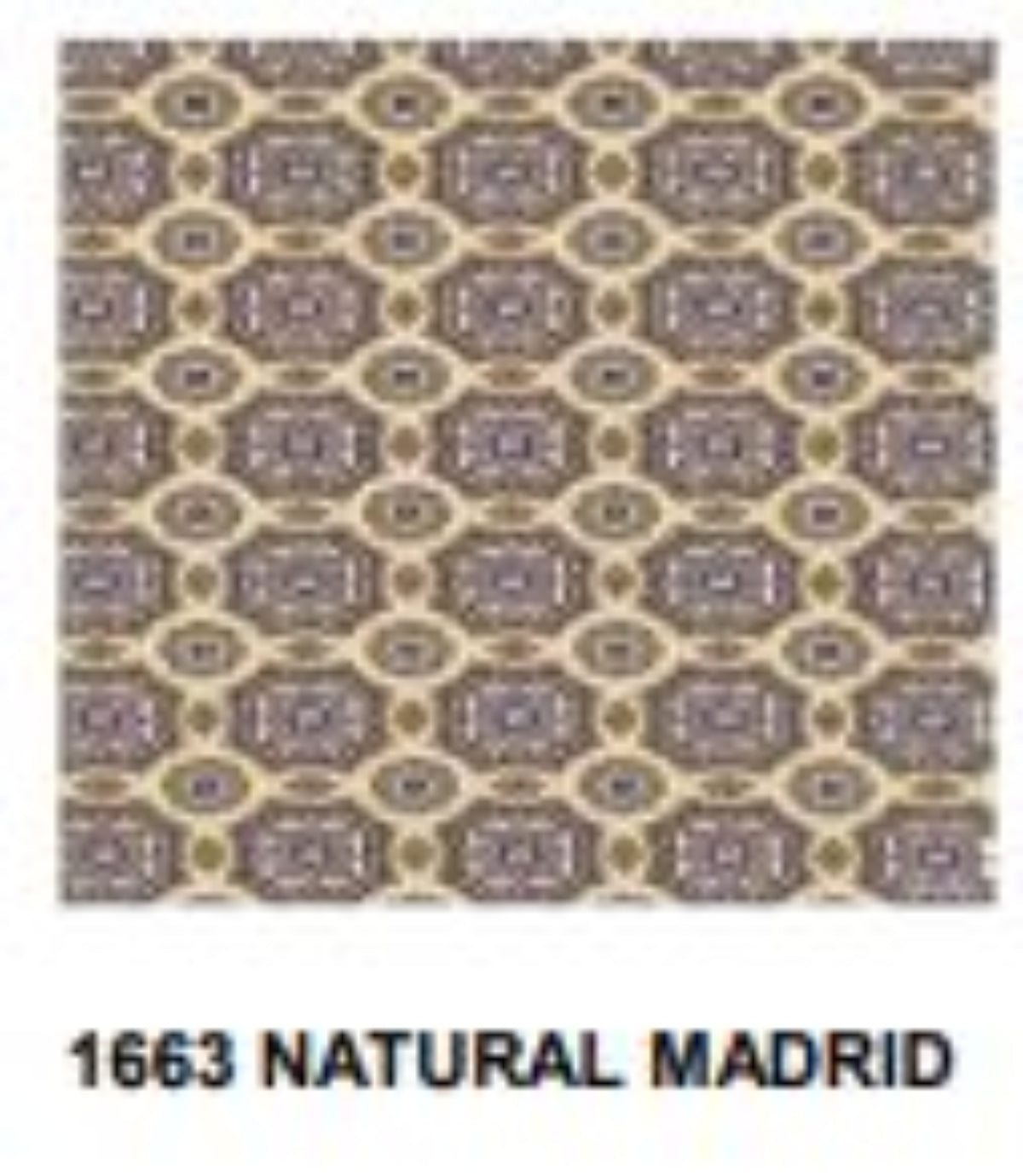 Textured fabric with a geometric pattern and '1663 Natural Madrid' branding.