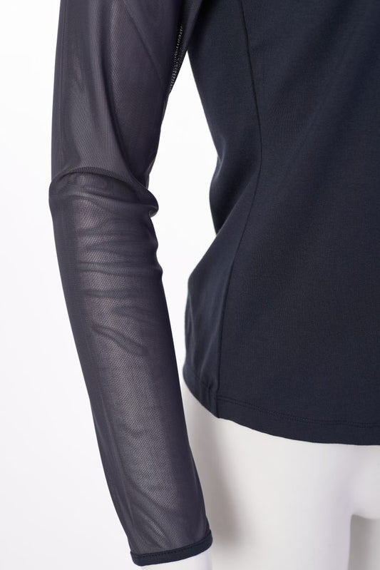 Anthracite Mesh Sleeve Top - Suttles & Seawinds