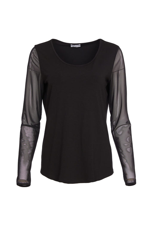 BLACK MESH SLEEVE TOP