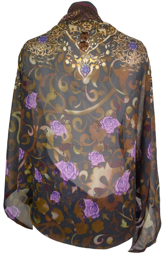 Purple Rose Pure Silk Shrug