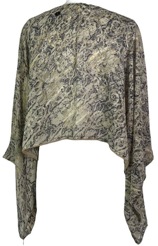 Etch Pure Silk Kimono-Sleeved Top