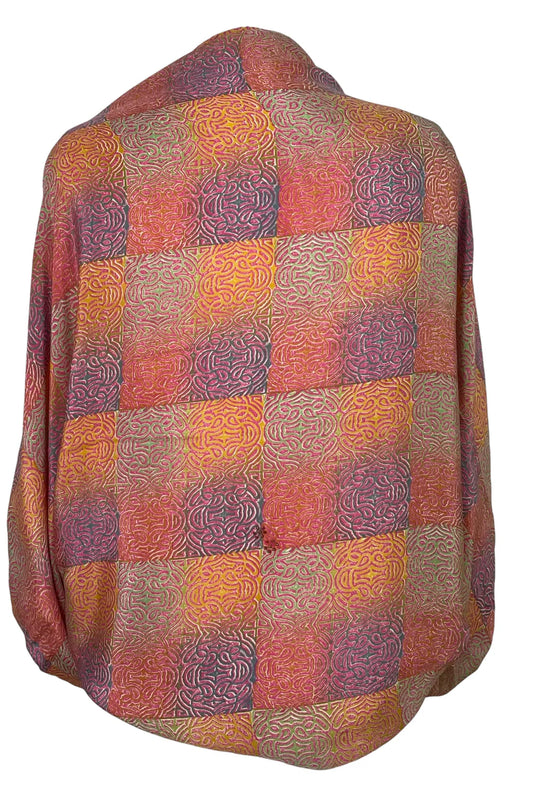 Square Print Pure Silk Bolero